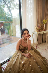Seach Green Geometric Sequin & Mirror Lehenga Set