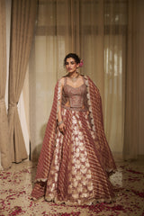 Onion Pink Dori, Dabka & Cutdana Lehenga Set