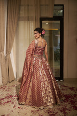 Onion Pink Dori, Dabka & Cutdana Lehenga Set
