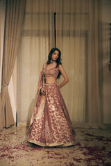Onion Pink Cutdana & Swarovski Embellished Lehenga Set