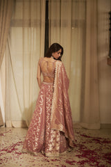 Onion Pink Cutdana & Swarovski Embellished Lehenga Set