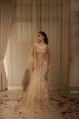 Gold Mirror, Cutdana & Moti Embellished Lehenga Set