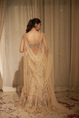 Gold Mirror, Cutdana & Moti Embellished Lehenga Set