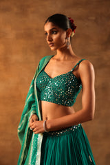 Firozi Mirror Work Lehenga – Festive Wear for Women