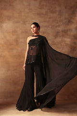 Black Bicecut Georgette Embroidered  Shirt Sharara