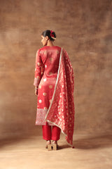 Tissue jacquard long kurta set for festive and wedding occasions
