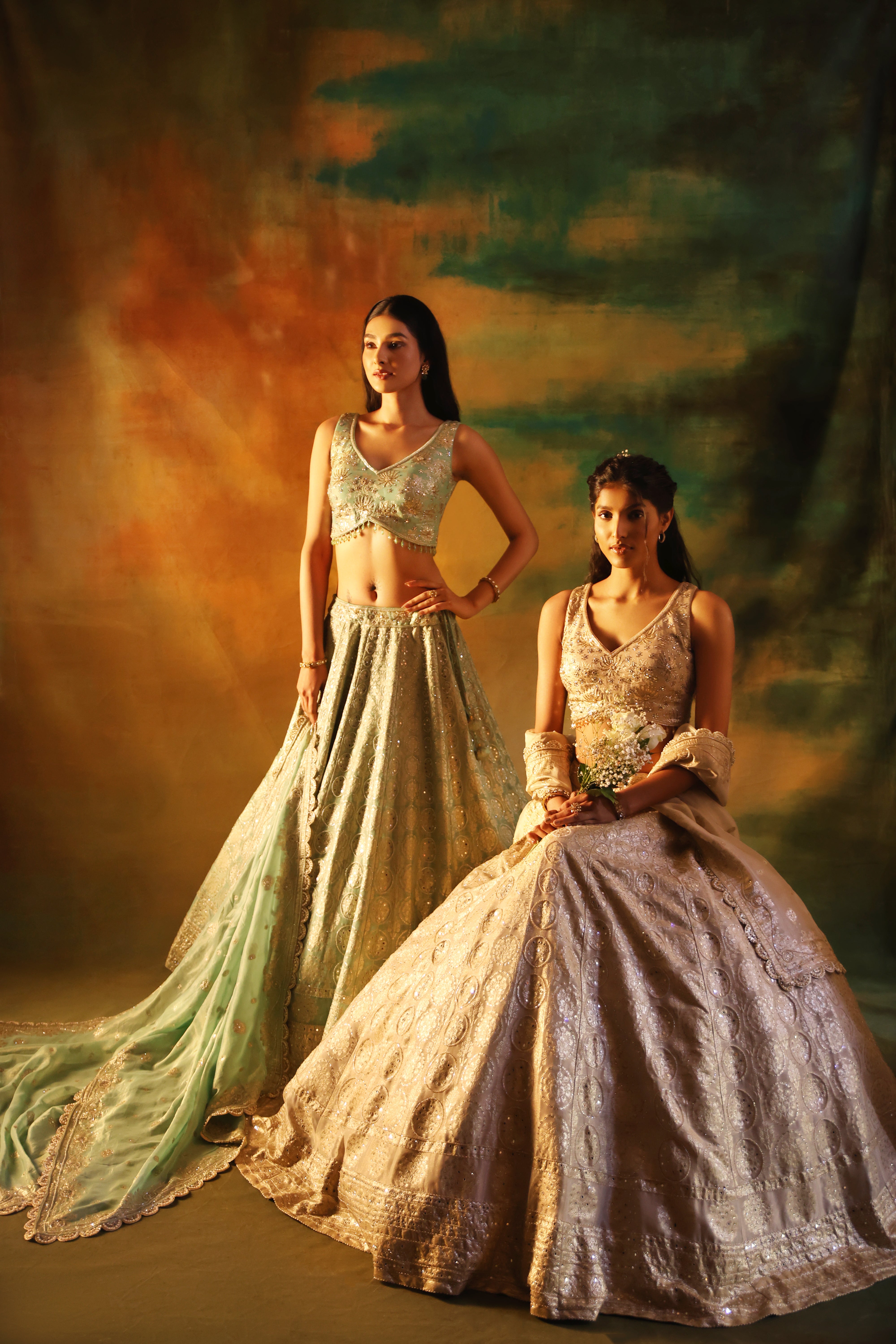 Gold tissue jacquard lehenga choli for weddings and festive functions