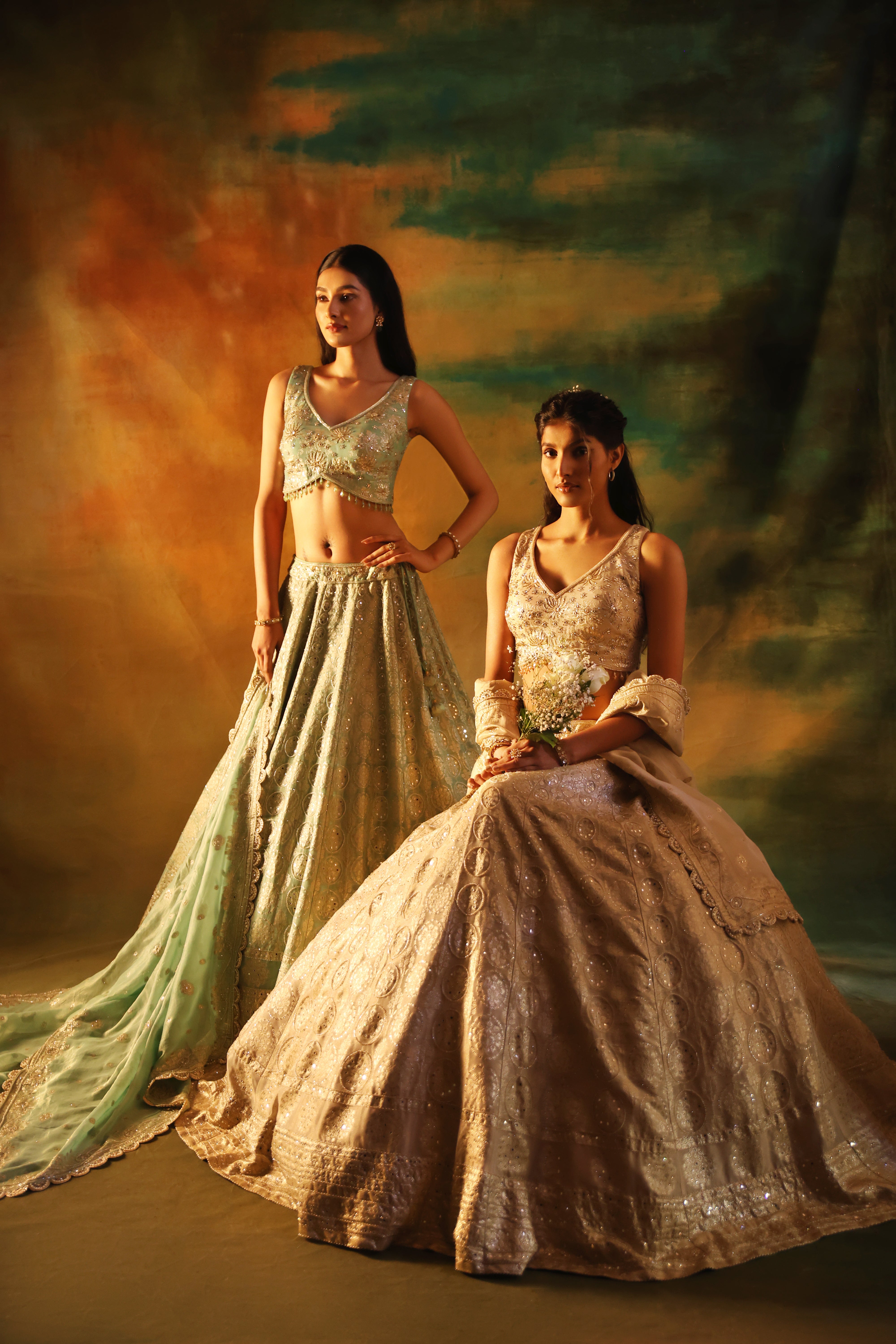 Gold tissue jacquard lehenga choli for weddings and festive functions