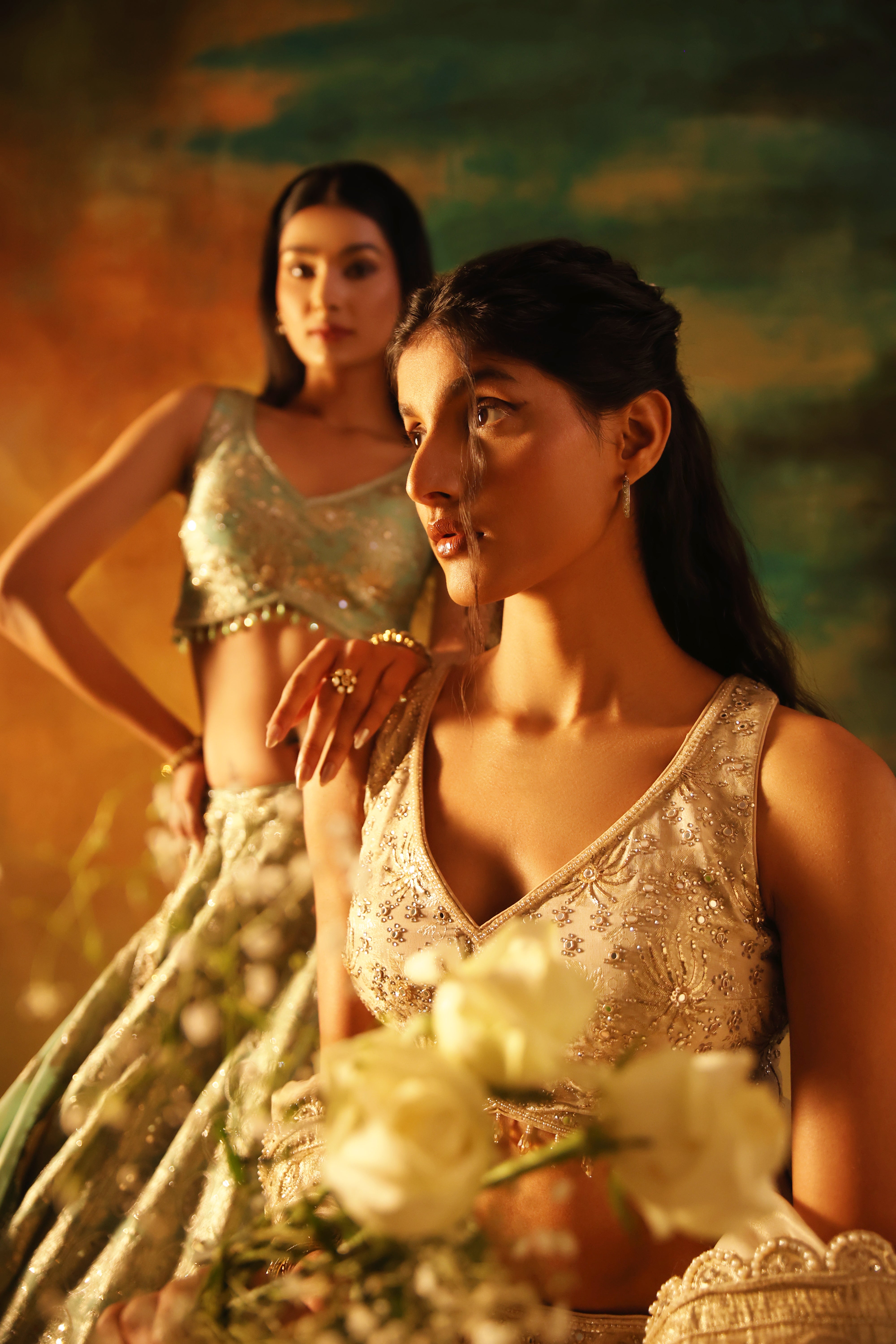 Gold tissue jacquard lehenga choli for weddings and festive functions