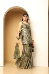 Designer Sequin Paisley Sharara Suit for Women