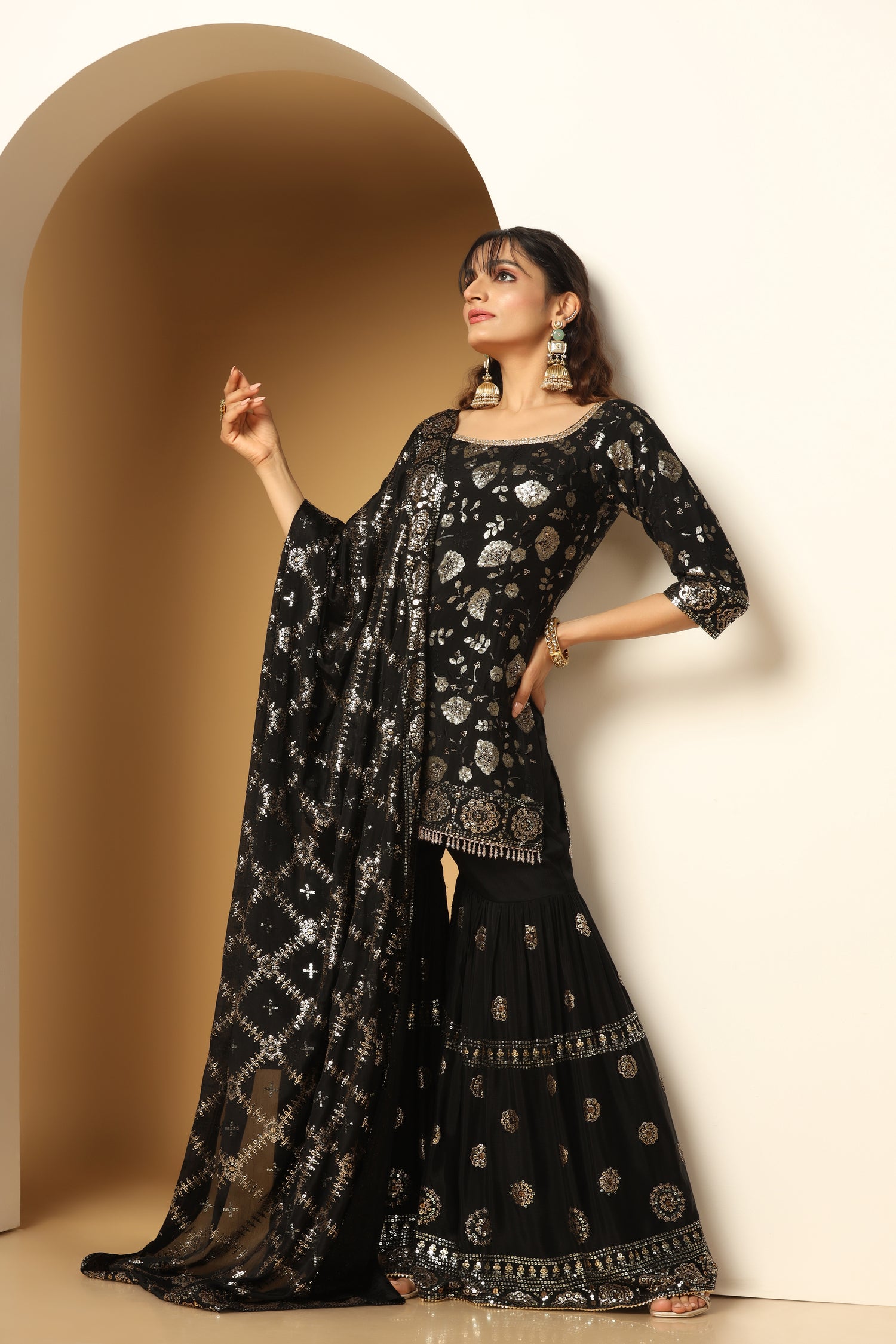 Blooming Garden Sequin Sharara Set – Bridal & Festive Ready