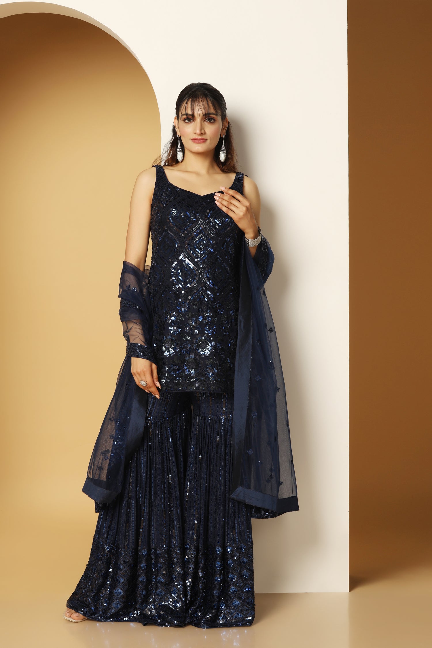 Shiny Sherly Night Sharara Set for Party & Wedding Look