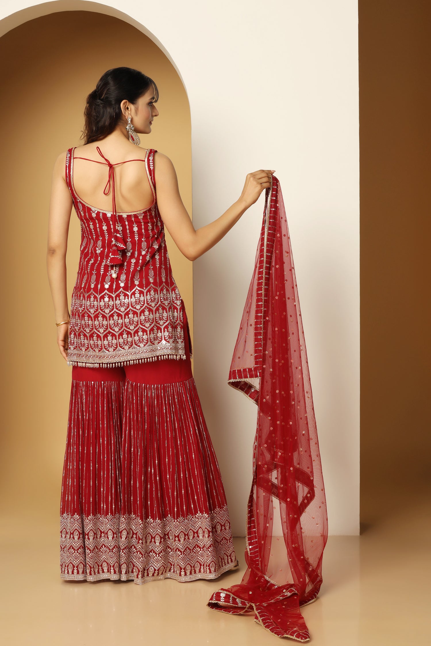 Zari Sequin Sharara Set with Tasseled Shirt – Party Look