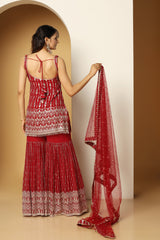 Zari Sequin Sharara Set with Tasseled Shirt – Party Look