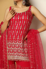 Tasseled Zari & Sequin Shirt Sharara Set – Festive Wear