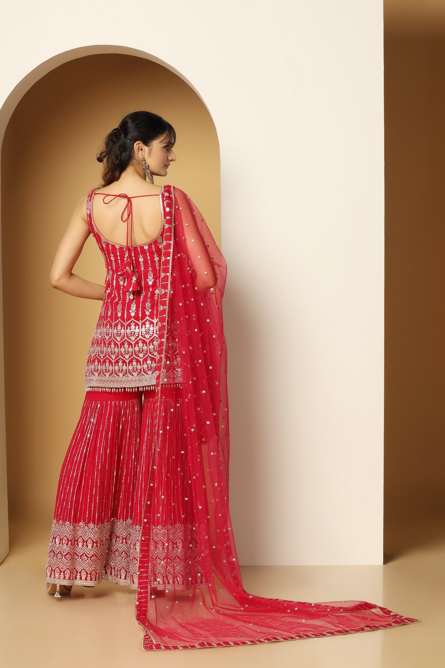 Tasseled Zari & Sequin Shirt Sharara Set – Festive Wear