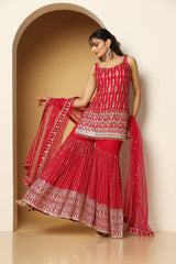 Tasseled Zari & Sequin Shirt Sharara Set – Festive Wear