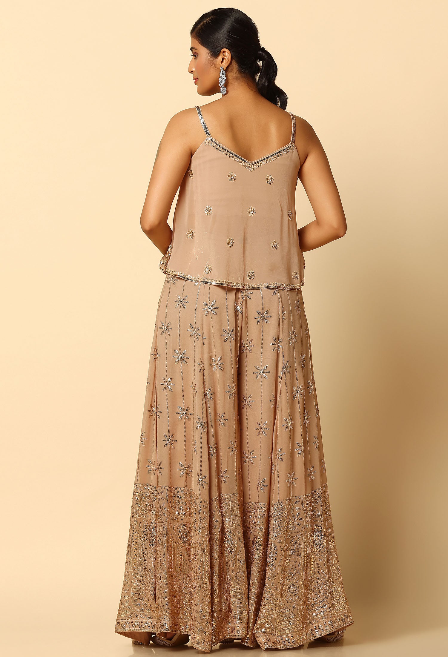 Champagne Color Sharara with Stylish Designer Top