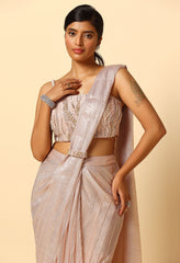 Shimmer Draped Saree with Gold Sequence and Pearl Blouse