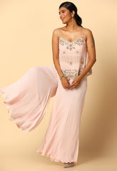 Trendy Pink Mirror Work Sharara Top Set for Women