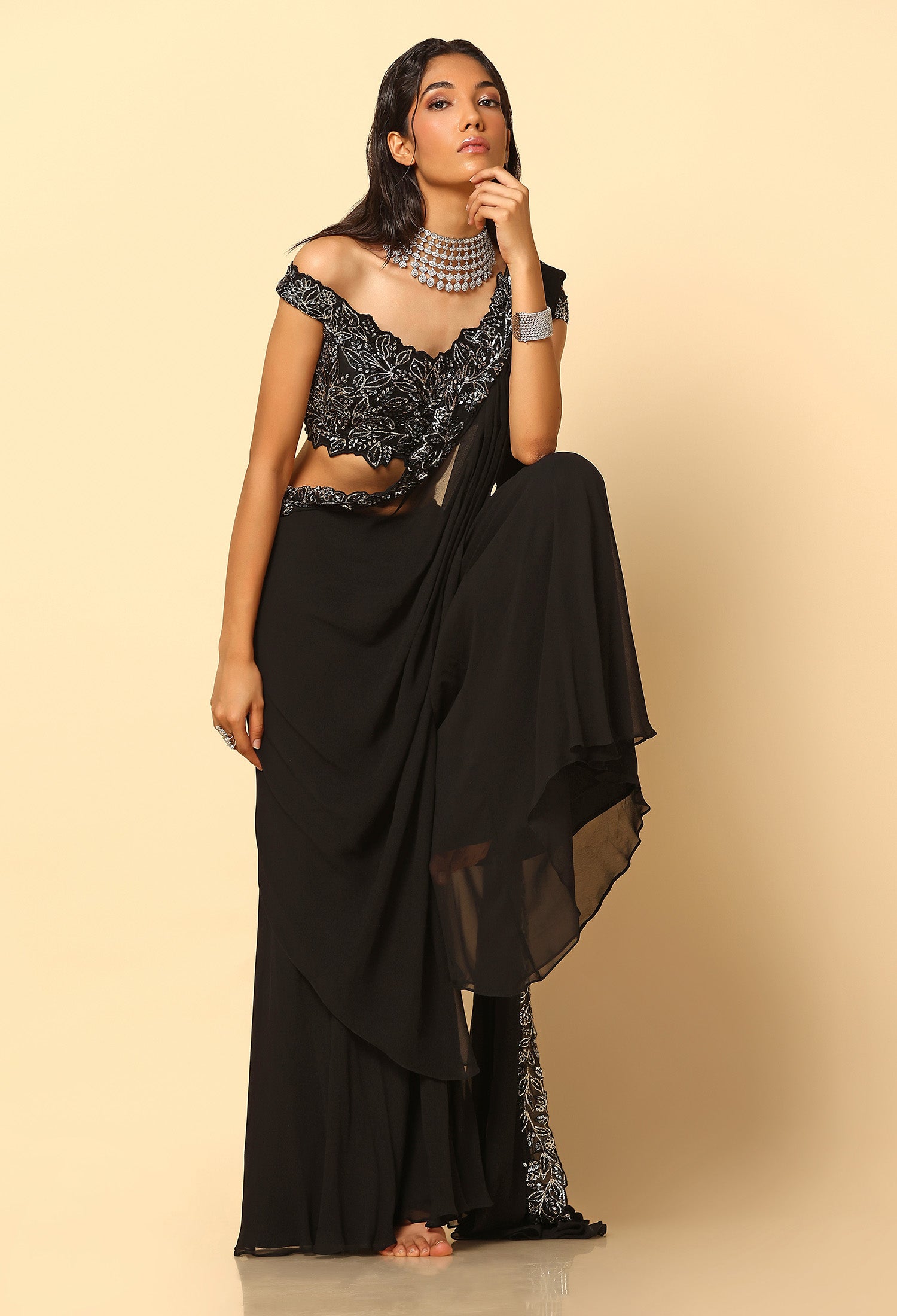 Black and Silver Sharara – Designer Ethnic Set for Women