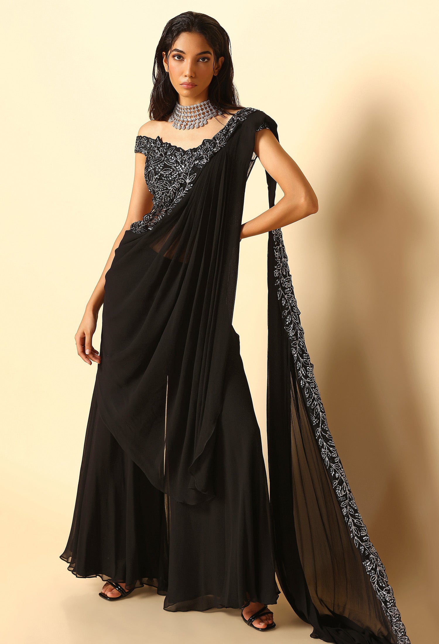 Black and Silver Sharara – Designer Ethnic Set for Women