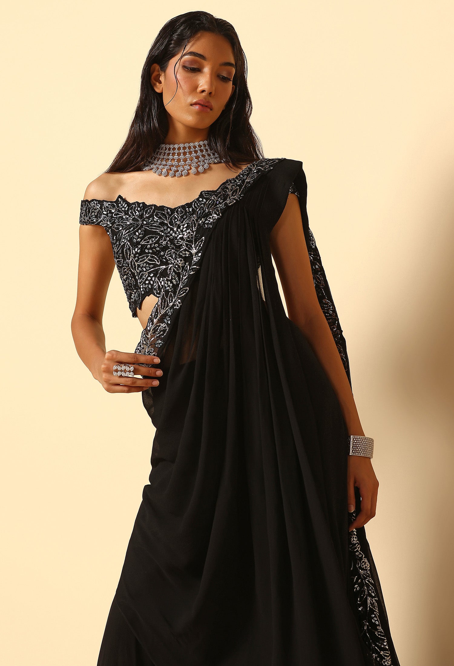 Black and Silver Sharara – Designer Ethnic Set for Women