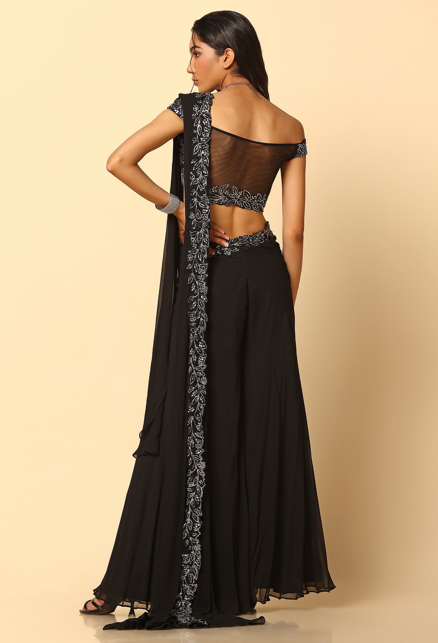 Black and Silver Sharara – Designer Ethnic Set for Women