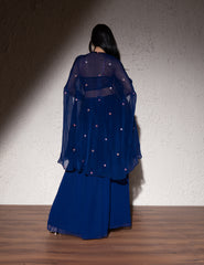 Electric Blue Georgette Sharara Set for Party Wear