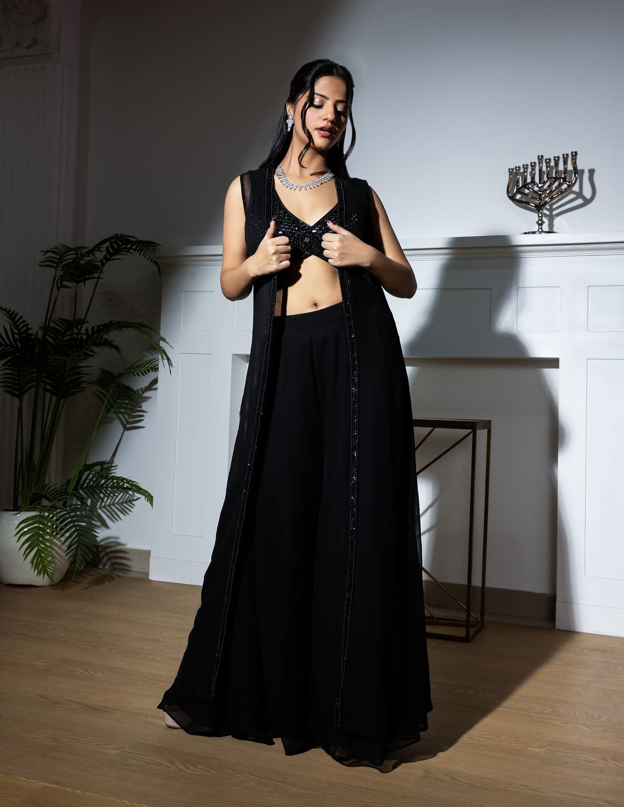 Black Long Jacket Dress – Indo Western Ethnic Outfit