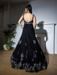Black Net Sequin Embroidered Gown for Party & Evening Wear