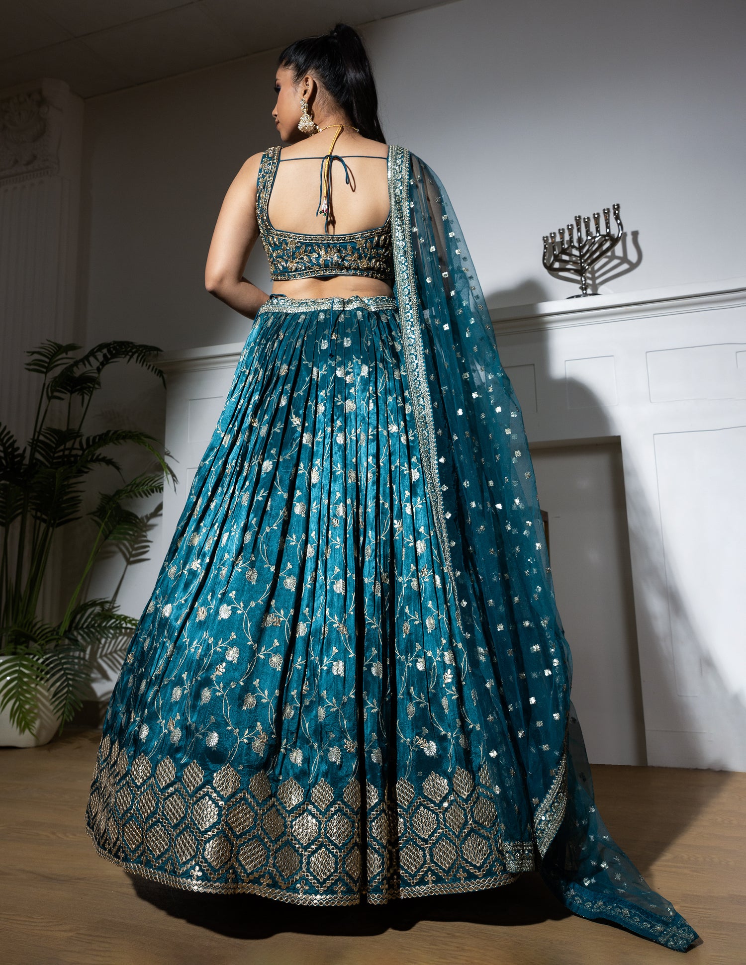 Floral Jaal Embroidered Bridal Lehenga