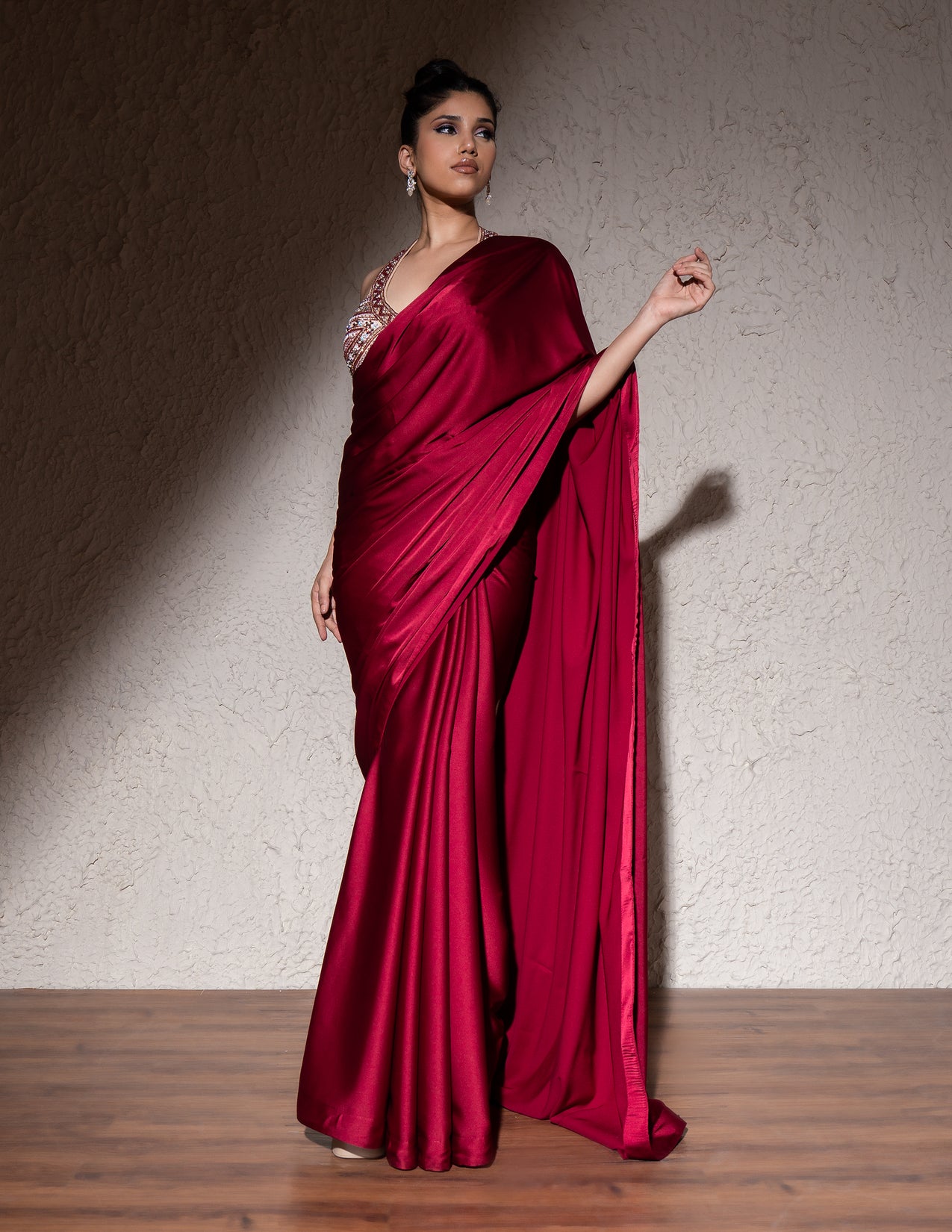 Red Armani Satin Saree