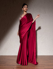 Red Armani Satin Saree