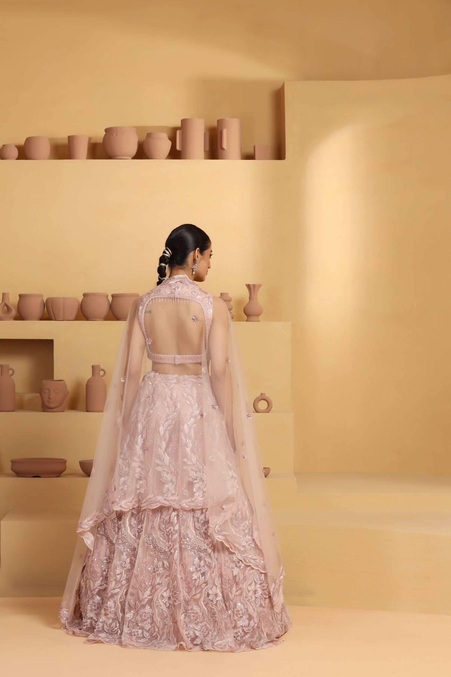 Net Kalidar cutdana and beads work Lehenga