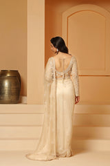 Net cutdana and beads work saree