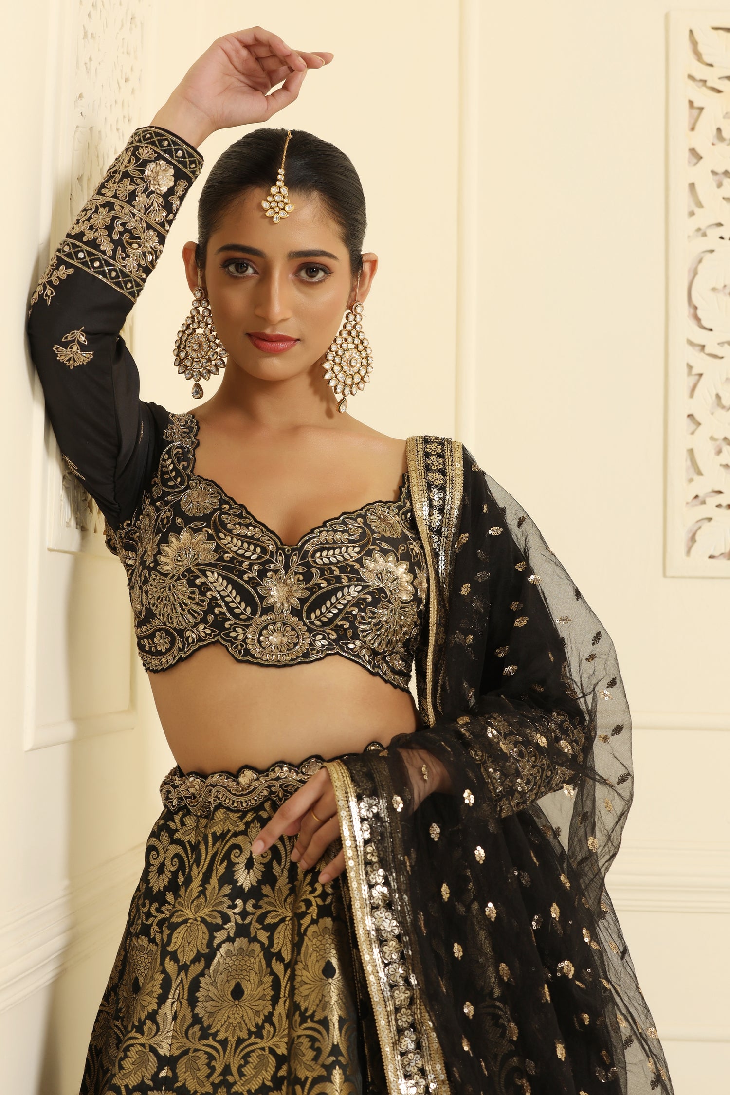 Nakshi sequin, dabka mixed hand crafted choli and banarsi brocade lehenga