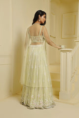 Sea Green Georgette Hand Embellished Jacket Lehenga