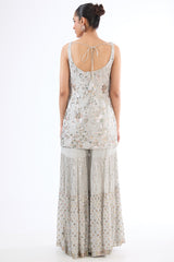 Grey Georgette Sequins Embroidered Sharara Set
