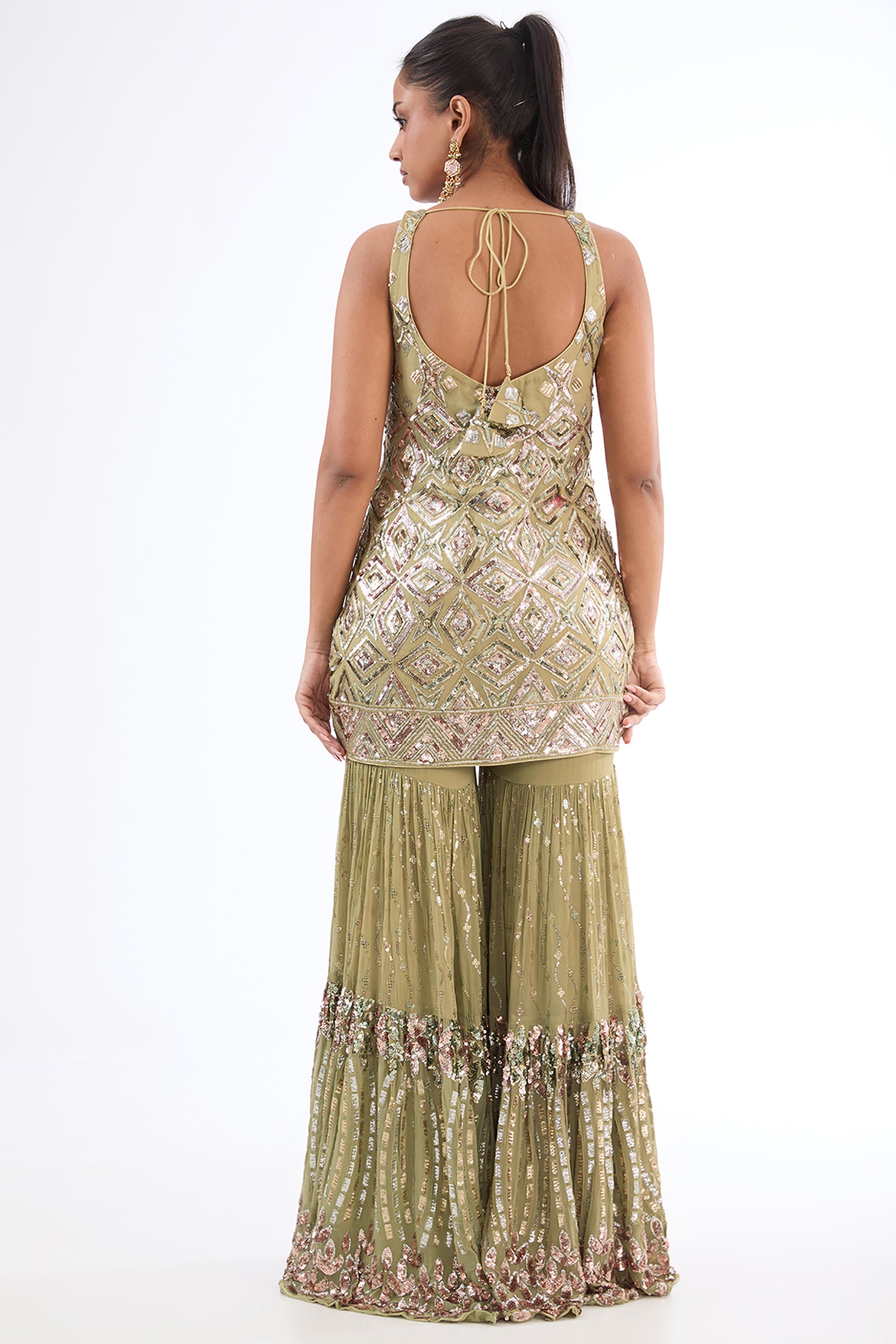 Pista Georgette Sequins Embroidered Sharara Set