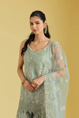 Pista Tissue Embroidered Gharara Set