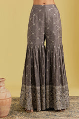 Mouse Geometrical Jaal Heavy Embroidered Shirt with Garara.