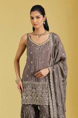 Mouse Geometrical Jaal Heavy Embroidered Shirt with Garara.