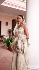 Golden Royal Chinon Floral Embroidered Sharara Set