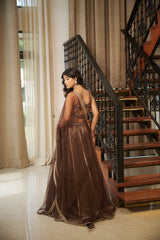 Coco Brown Abstract Stone & Mirror Work Lehenga SetCoco Brown Abstract Stone & Mirror Work Lehenga Set