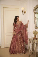 Onion Pink Cutdana & Swarovski Embellished Lehenga Set