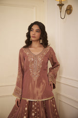 Onion Pink Cutdana & Swarovski Embellished Lehenga Set