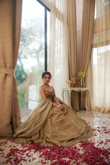 Seach Green Geometric Sequin & Mirror Lehenga Set