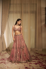 Peach Patra & Zari Embroidered Gharara Set