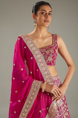 Magenta Sequins Embroidered Lehenga